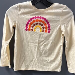 Cat & Jack Cream Long Sleeve Shirt with Colorful Rainbow